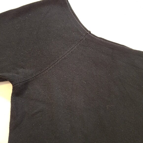 Sleek Zara Knit Size L Boatneck Bodycon 3/4 Sleeve Midi Dress Pull On - Picture 12 of 15